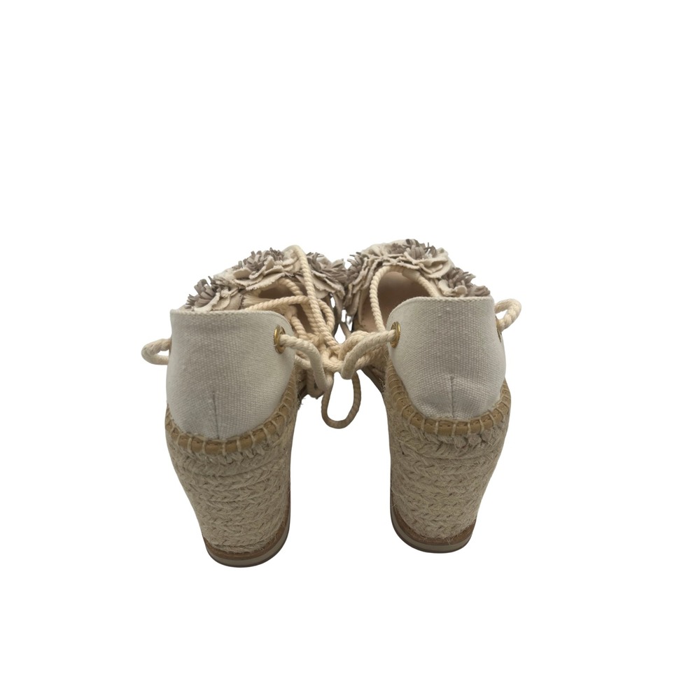Kanna Floral Applique Lace Up Espadrille Wedge Sandals Off White Size 39 JHJNTV - Picture 2 of 5